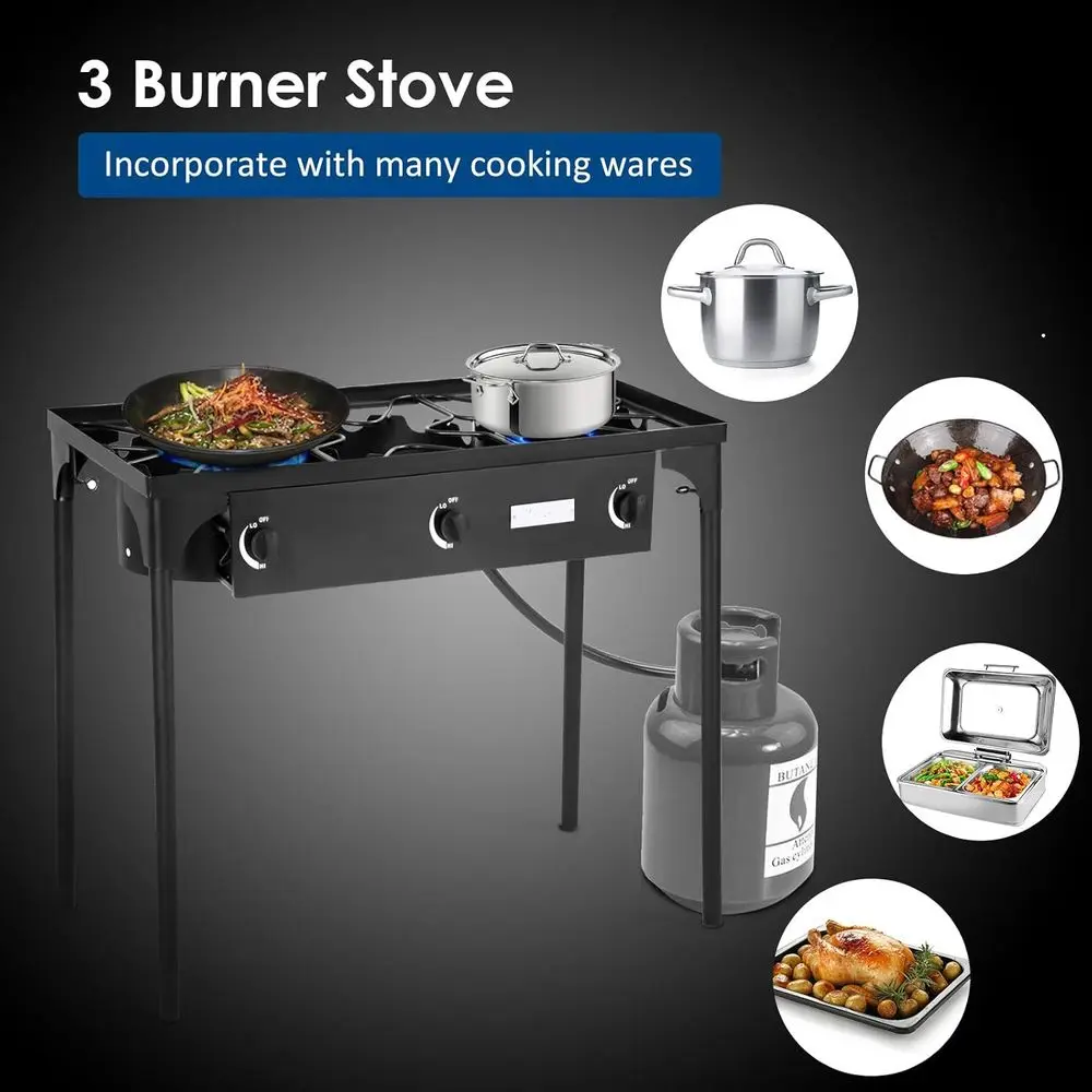 Портативная 3-конфорочная газо – обзор и цена Outdoor Camping Burner